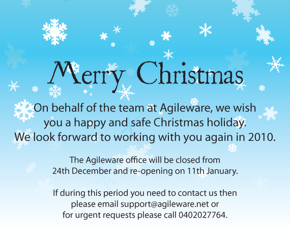 Agileware Christmas Card 2009